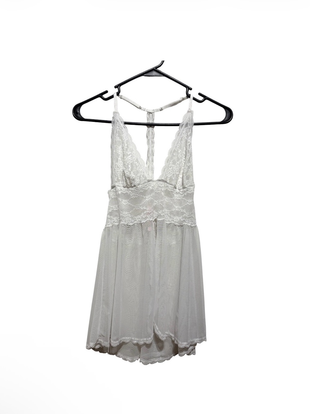 Victoria secret classic white lace and mesh babydoll slip
